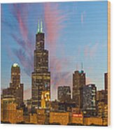 Sears Tower Sunset Wood Print