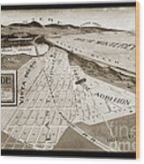 Seaside Map And Monterey Bay California  Circa 1908 Wood Print