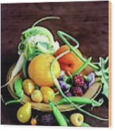 Seasonal Fruit And Vegetables Wood Print