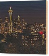 Seattle Night Lights Wood Print