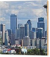 Seattle Skyline Panorama Wood Print