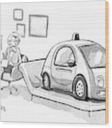 Self Driving Car In Therapist's Office Wood Print