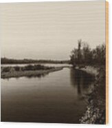 Sepia River Wood Print