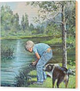 Seth And Spiky Fishing Wood Print