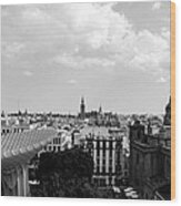 Seville Cityscape Bw Wood Print