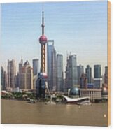 Shanghai Skyline Wood Print