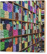 Shelves Of Colorful Yarn Wood Print