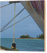 Ship's Ropes And Lighthouse Wood Print