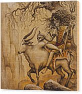 Shiva On Nandi Bull Wood Print