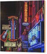 Signs Of Music Row Nashville Wood Print