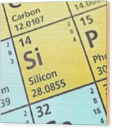 Silicon On Periodic Table Wood Print