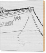 Sketch Of The Fishing Boat Of Aruba Rosalinda Wood Print