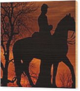 Sky Fire - 8th Pennsylvania Cavalry Regiment Pleasonton Avenue Sunset Autumn Gettysburg Wood Print