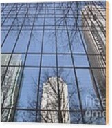 Skyscraper Reflections - Charlotte Nc Wood Print