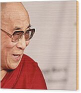 Smiling Dalai Lama Wood Print