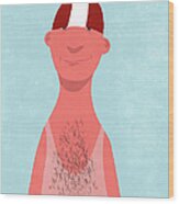 Smiling Man With Sunburned Standing Wood Print