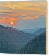 Smoky Mountain Sunset Wood Print