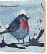 Snow Bird From Needles Wood Print
