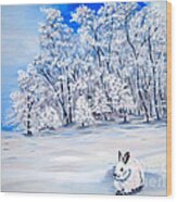 Snow Bunny Wood Print