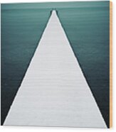 Snow Covered Jetty, Lake Chiemsee Wood Print