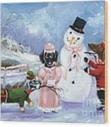Snow Day For The Dachshund Dogs By Violano Wood Print