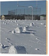 Snow Rollers At The Goal Post 13 Wood Print