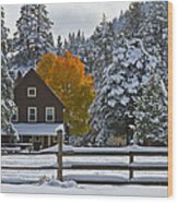 Snowed In At The Ranch Wood Print
