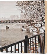 Snowing On The Truckee Wood Print