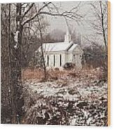 Snowy Chapel In The Wildwood Wood Print