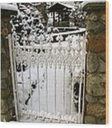 Snowy Gate Wood Print