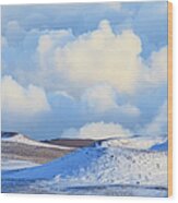 Snowy Hilltops And Clouds Wood Print