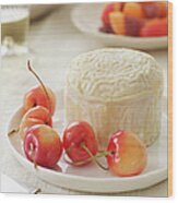 Soft Cheese And Cherries Wood Print