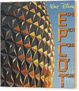 Spaceship Earth Sunset Profile Epcot Walt Disney World Poster Wood Print