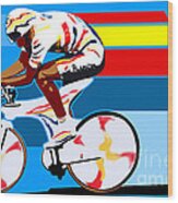 Spanish Cycling Athlete Illustration Print Miguel Indurain Wood Print