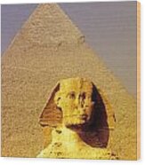Sphinx And Pyramid Wood Print
