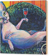 Sphynx Cat Relaxing Wood Print