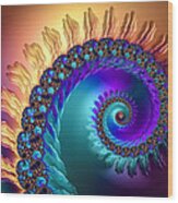 Spiral With Beautiful Orange Purple Turquoise Colors Wood Print