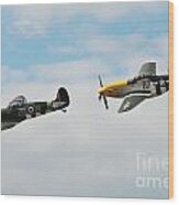 Spitfire And Mustang Fighters Wood Print