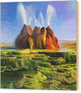 Spitting Fly Geyser In Nevada Wood Print