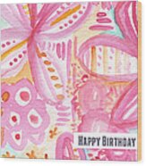 Spring Flowers Birthday Card Wood Print