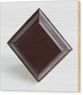 Square Of Dark Chocolate. Wood Print