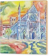 St Albans Abbey - Rainbow Celebration Wood Print