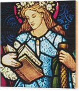 St Catherine Of Alexandria In Stained Glass Wood Print