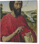 St John The Baptist, Left Hand Panel Of The Triptych Of The Braque Family Wood Print