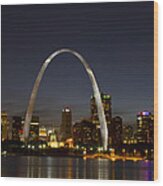 St Louis Arch At Night Wood Print