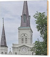 St. Louis Cathedral Through Trees Wood Print