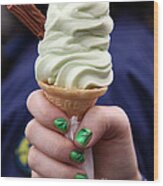 St Patrick's Day Ice Cream Cone Wood Print