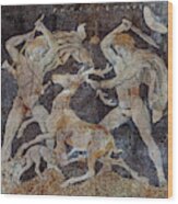 Stag Hunt Mosaic, 4th Century Bc Wood Print