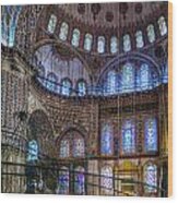 Stained Glass And Dome Of The Sultanahmet Mosque Wood Print
