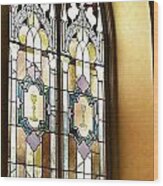 Stained Glass Window In Arch Wood Print